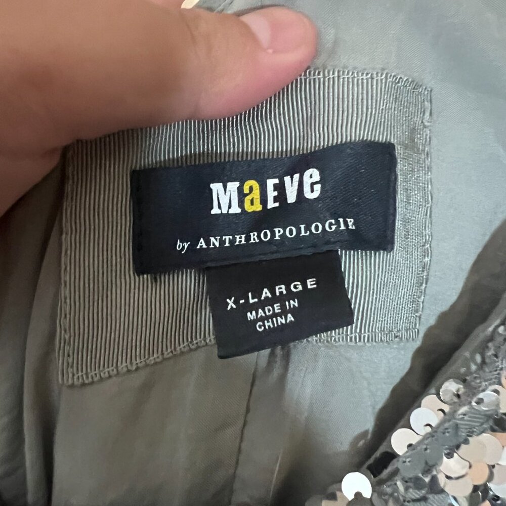 Anthropologie Maeve Asymmetrical Silver Sequin Maxi Dress - Picture 5 of 6